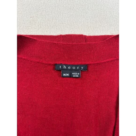 Women's Medium THEORY Gwyneth Cashmere short sleeve cardigan in valentine red - Picture 5 of 9